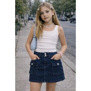 Denim Jean Skirt (Girls XS) dark blue